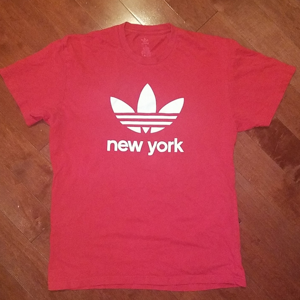 Adidas New York T Shirt Red Medium
